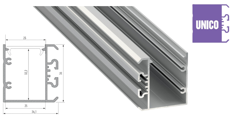 Profil LED typ UNICO srebrny